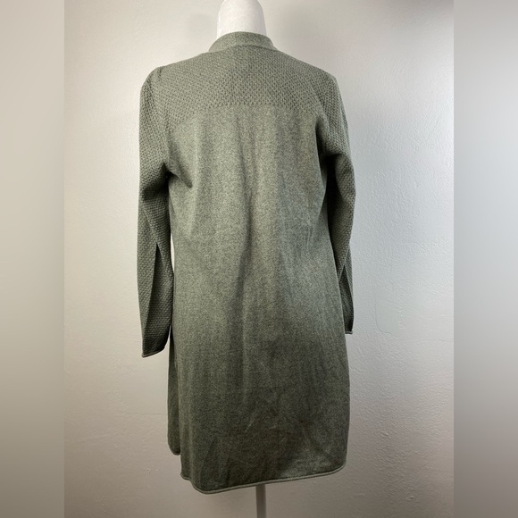 Nic + Zoe Knit Open Front Long Sleeve Green Cardigan Sweater Size Small Pockets - Picture 2 of 11